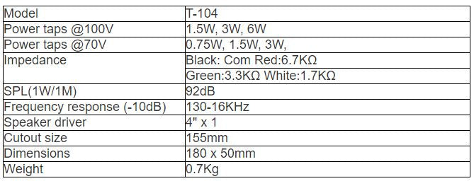 T-104 Ceiling Speaker (1.5W-3W-6W)