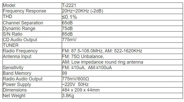 T-2221 CD MP3 Player with Tuner (4 Audio Sources in One)