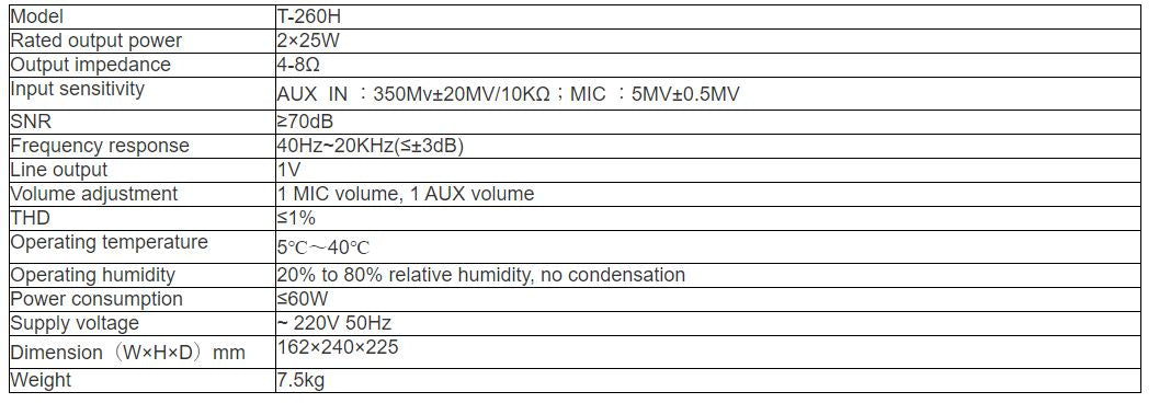 T-260H Commercial Audio Active Speaker