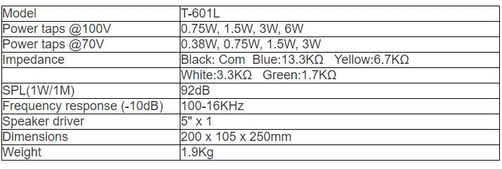 T-601L Wall Mount Speaker