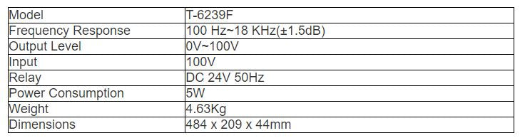 T-6239F 5-Channel Volume Control with Relay