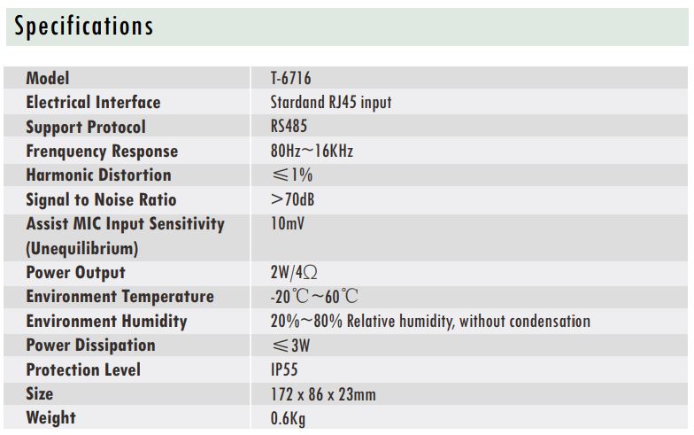 T-6700 Series Single Bond Intercom Panel T-6716