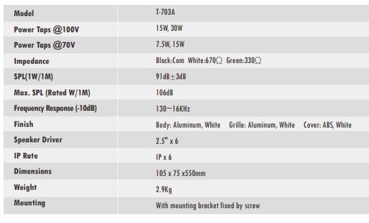T-703A Outdoor Column Loudspeaker (15W-30W)