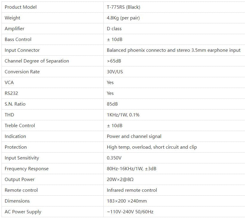 T-775RS Active Wall Mount Speaker