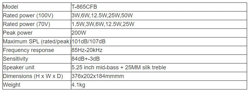 T-865CFB Broadcasting Wall-mounted Speaker