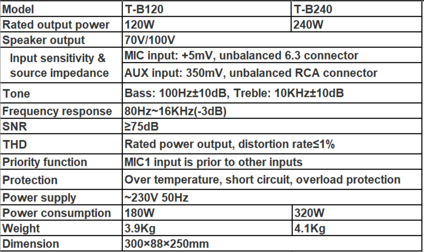 T-B120 T-B240 Mini Mixer Amplifier with MP3 TUNER Bluetooth
