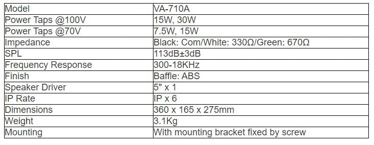 VA-710A Weatherproof Aluminum Horn Speaker