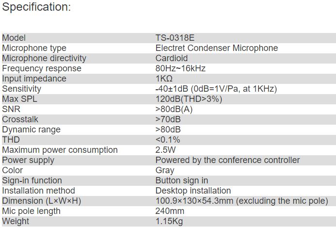 TS-0318E, TS-0318EA Conference Chairman. Delegate Unit
