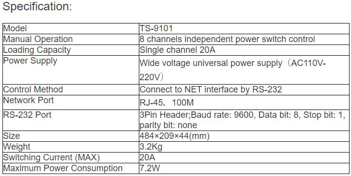 TS-9101 8-Channel Manual & Automatic Power Controller