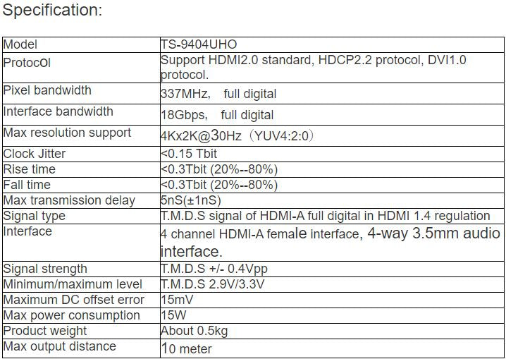 TS-9404UHO 4-channel HDMI Audiovisual Signal Output Card
