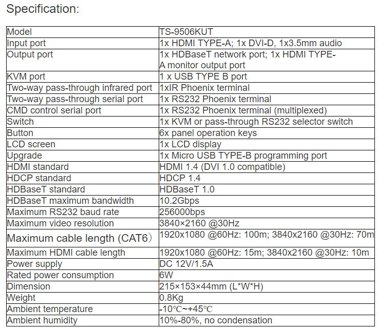 TS-9506KUT UHD KVM Transmitter