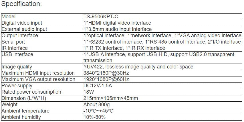 TS-9506KPT-C Ultra HD KVM Visual Management Transmitter
