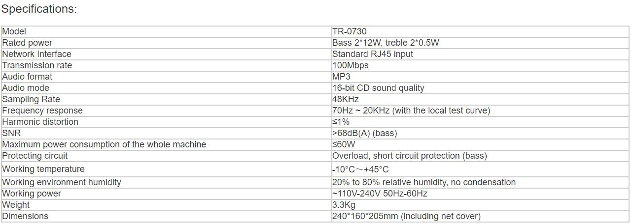 TR-0730 Network Active Speaker