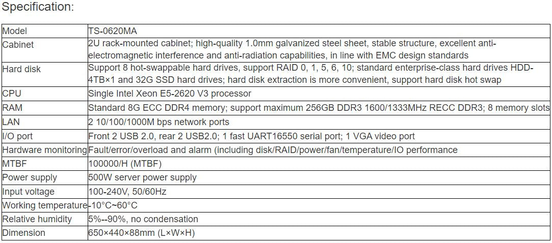 TS-0620MA Conference Recording Management Platform Server
