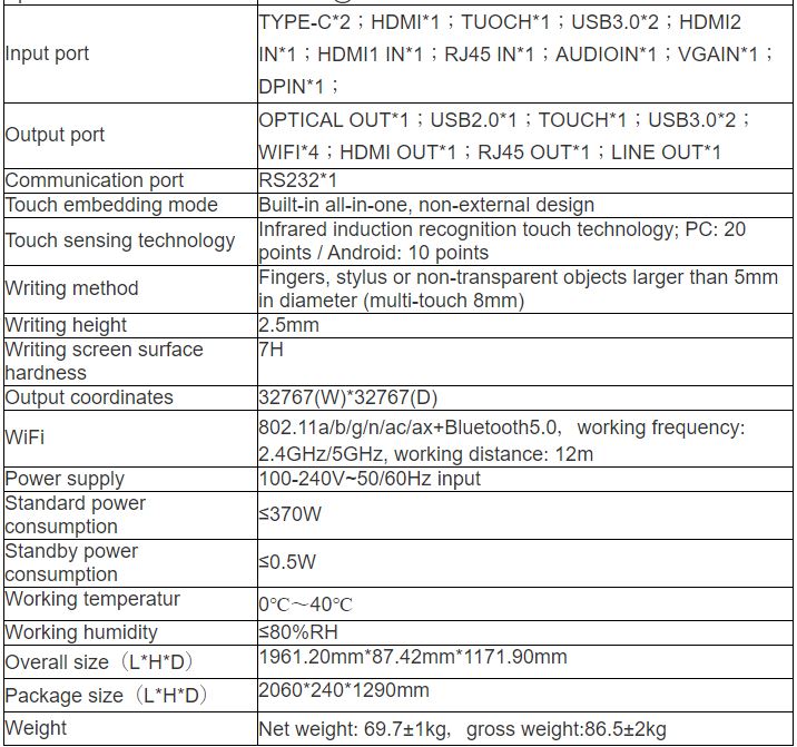 TV-86810 Interactive Flat Panel