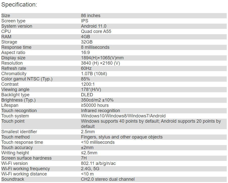 TV-86830E Interactive Flat Panel