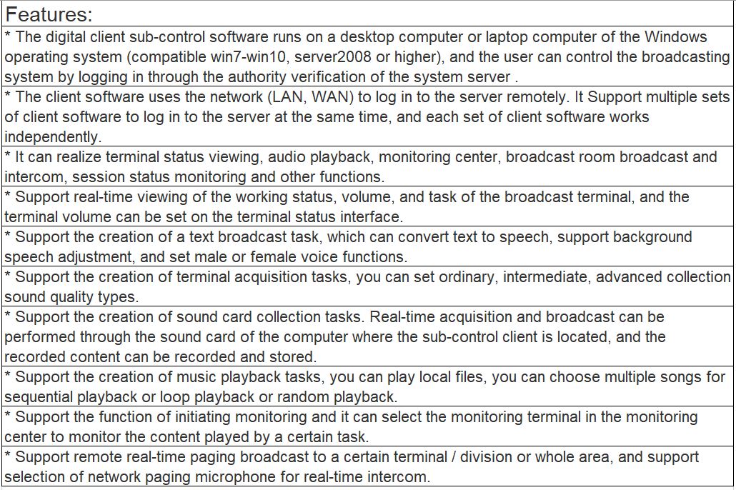 T-7700T IP Network Broadcast System Sub-control Software V2.03