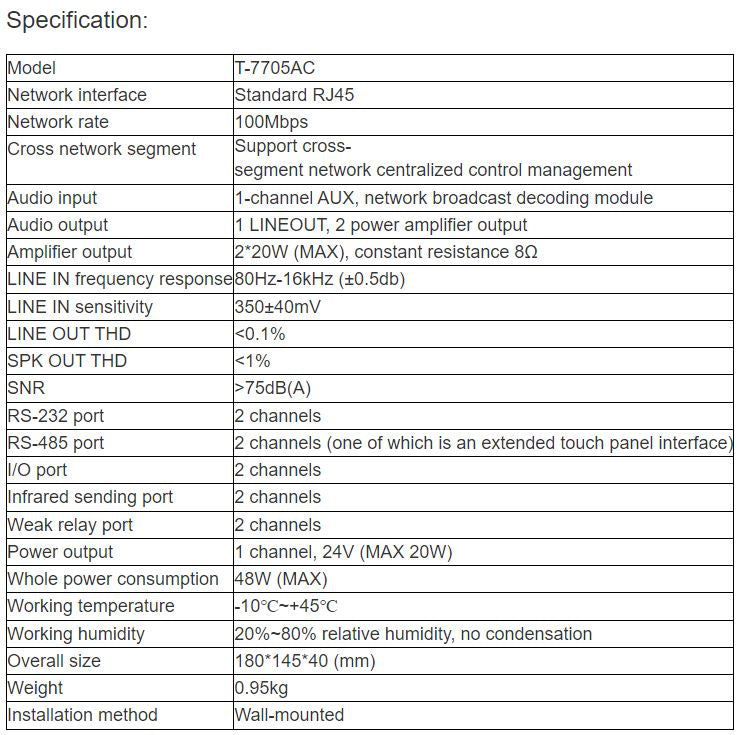 T-7705AC Wall-mounted IoT IP network terminal