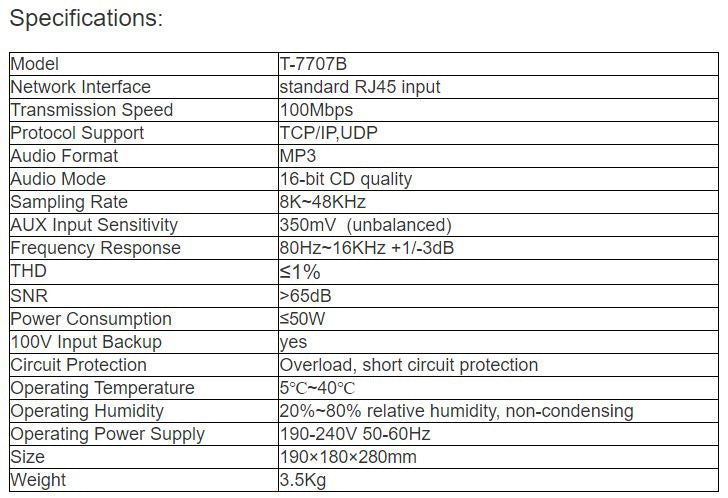 T-7707B Economic Wall Mount Active Speaker