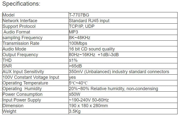 T-7707BG 2.4G IP Network Active Speaker (with constant voltage signal backup/with headset mic)