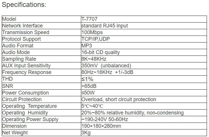 T-7707 Economic Wall Mount IP Active Speaker