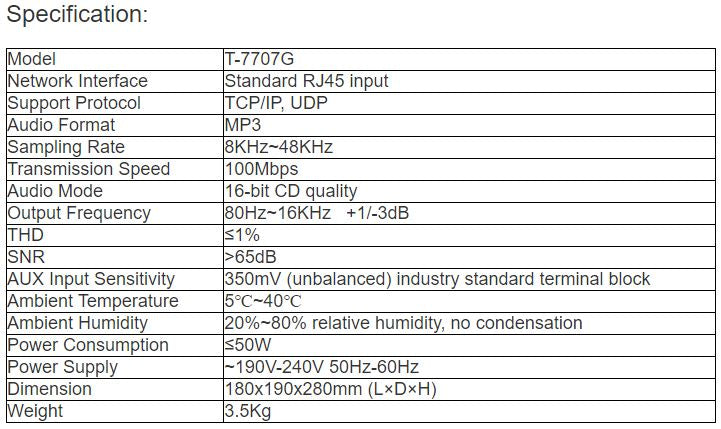 T-7707G IP network speaker
