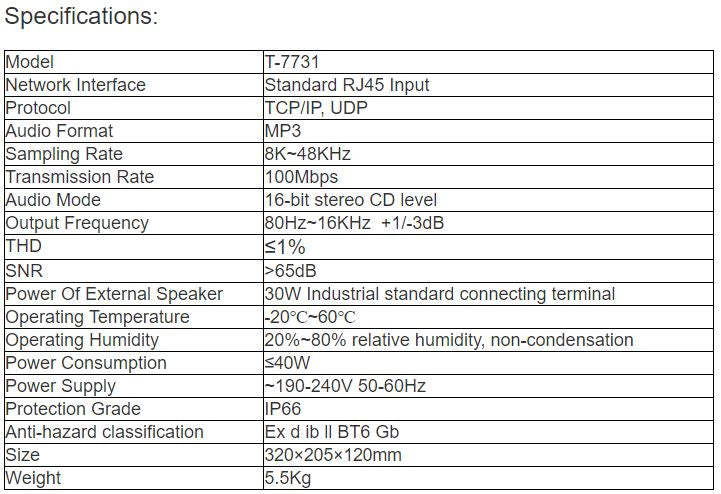 T-7731 Industrial Emergency Intercom Terminal