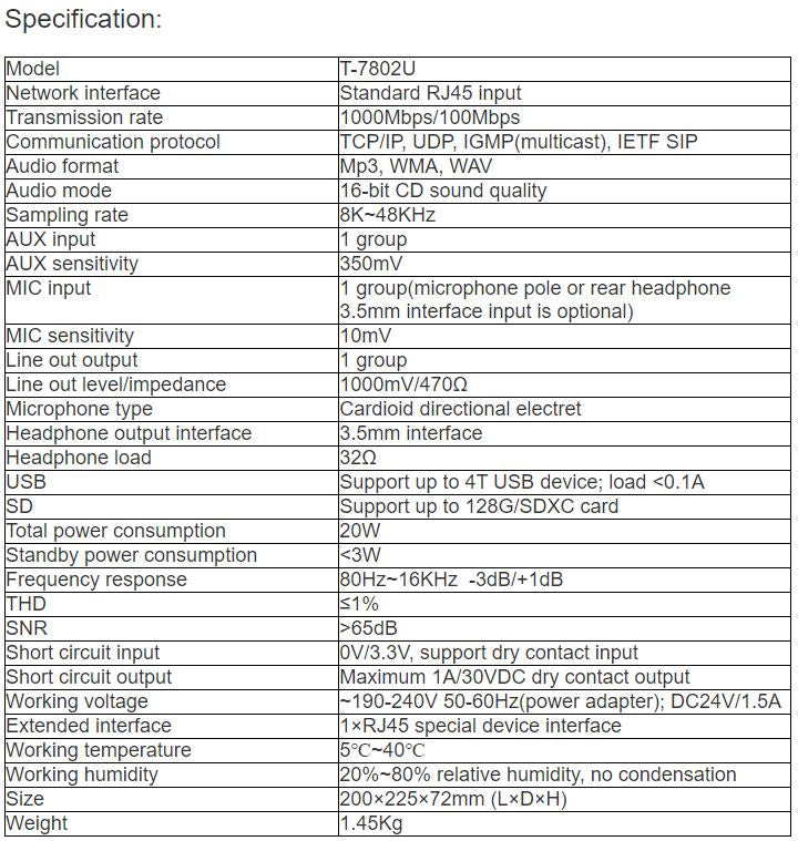 T-7802U Desktop Intercom Paging Microphone