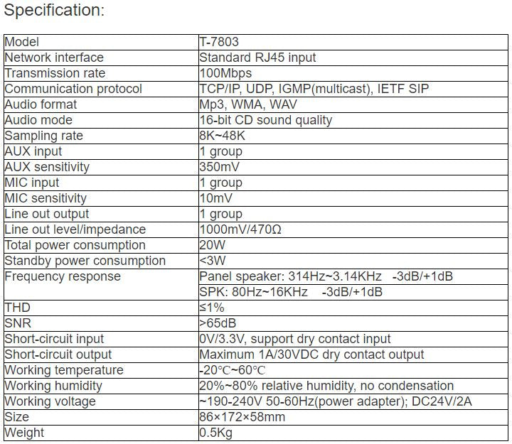 T-7803 Alarm Emergency intercom terminal