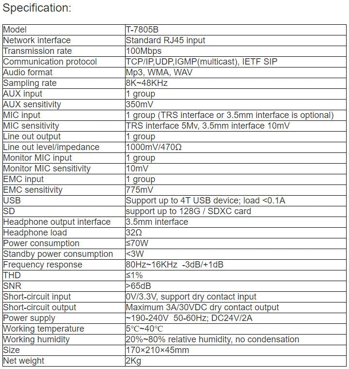 T-7805B Wall Mounted IP Network Adapter