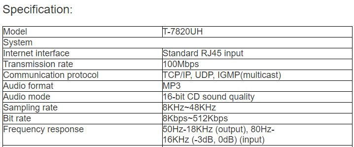 T-7820UH Collector (IP Network Audio Collecting Terminal)
