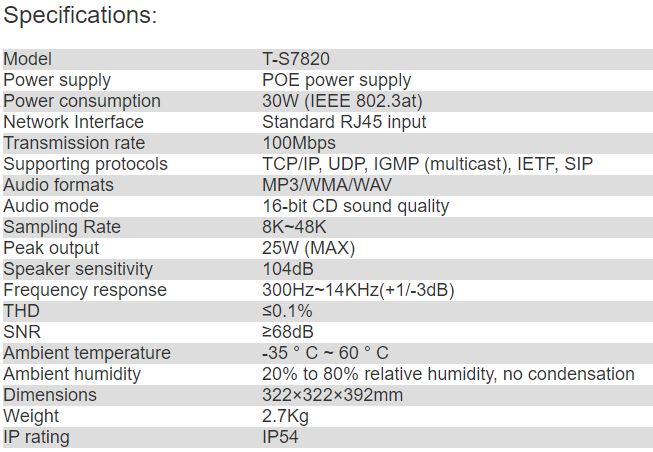 T-S7820 POE Horn Speaker