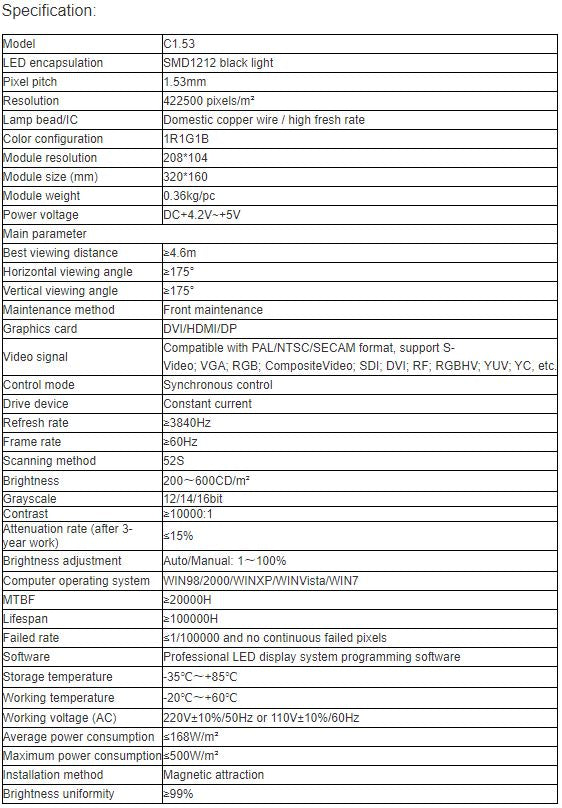 TV-PD153-MZ Indoor Full Color LED Video Wall