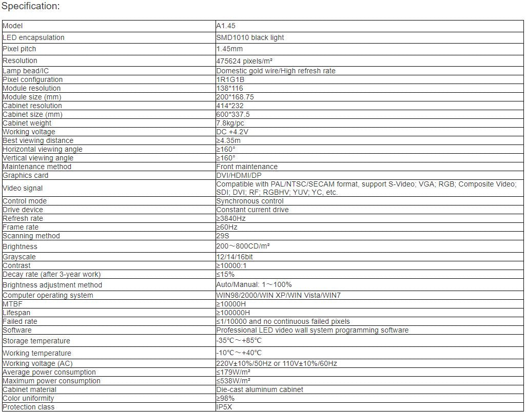 TV-PG145-GP Fine Pitch Full Color LED Video Wall