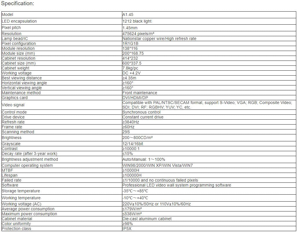 TV-PG145-GX Fine Pitch Full Color LED Video Wall