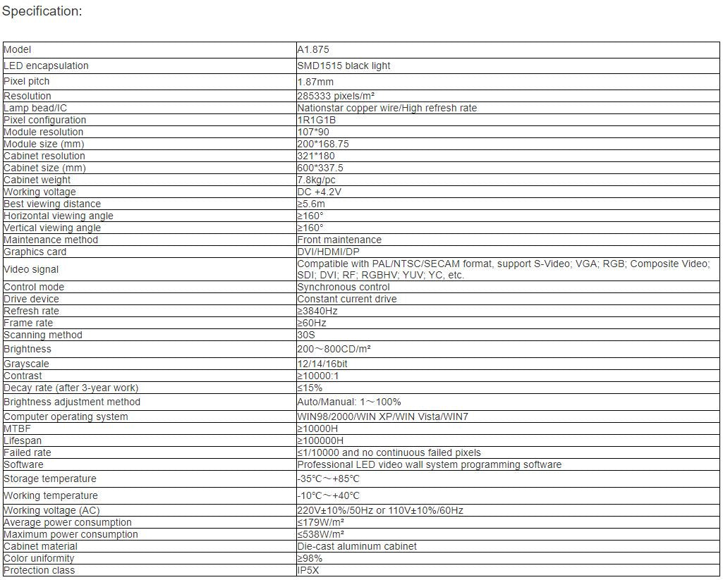 TV-PG187-GX Fine Pitch Full Color LED Video Wall