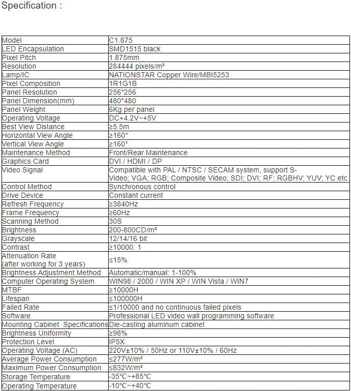 TV-PH187-YG Indoor Full Color LED Video Wall