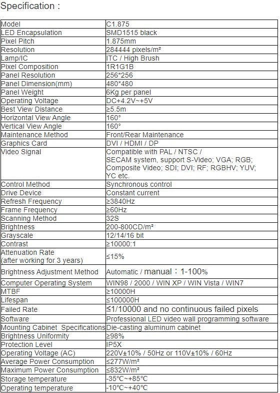 TV-PH187-YZ Indoor Full Color LED Video Wall