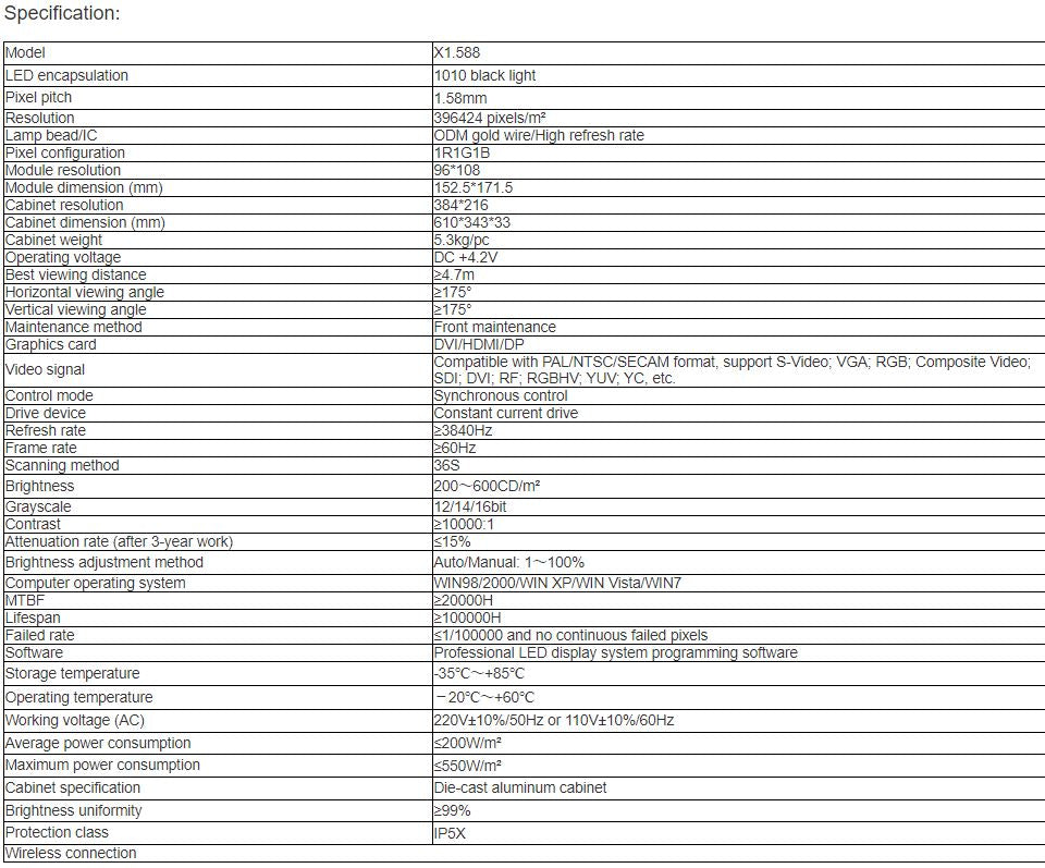 TV-PX158-YP Indoor Full Color LED Video Wall