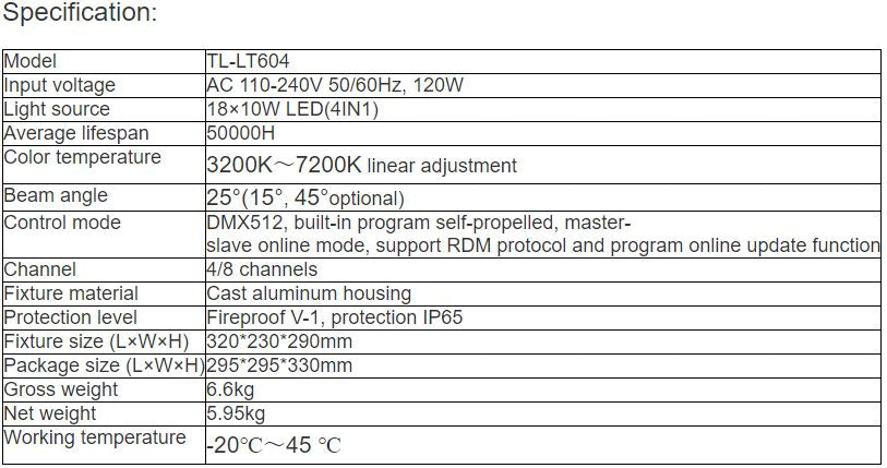 TL-LT604 18*10W LED Flood Light