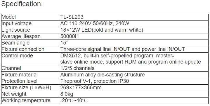 TL-SL293 18*12W LED Flood Light