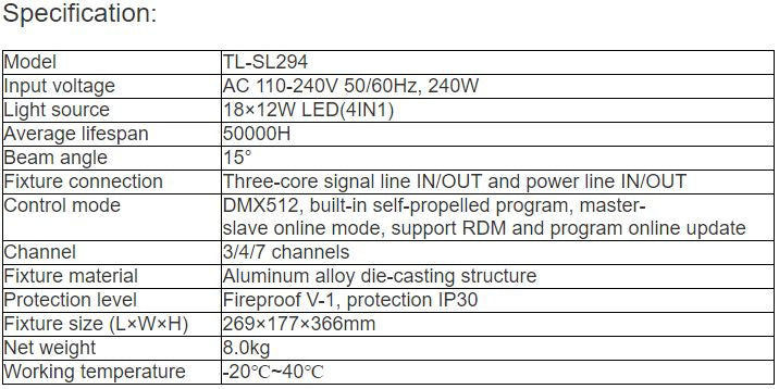 TL-SL294 18*12W LED Flood Light