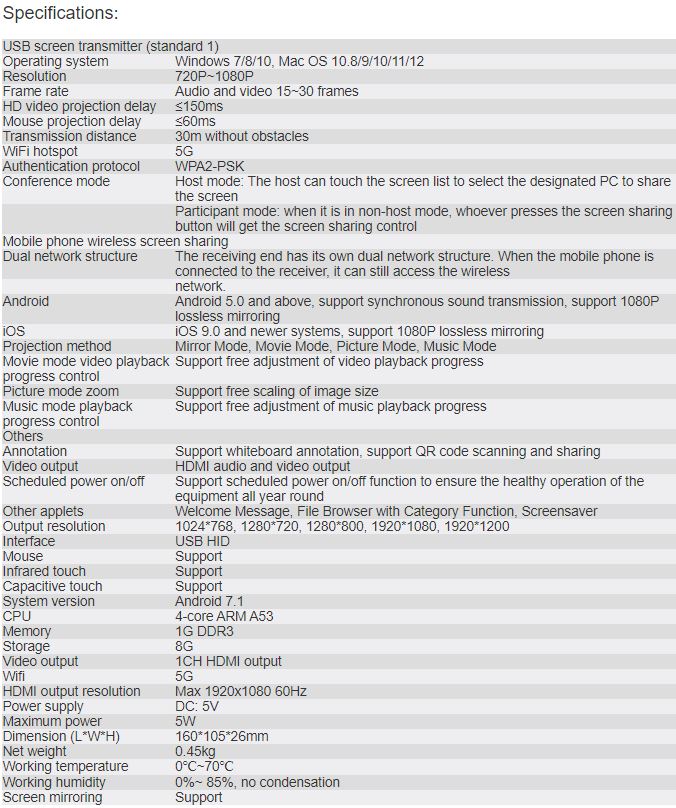 TV-811F Wireless Screen Transmitter