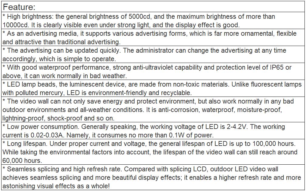 TV-OH250-YX Outdoor Full Color LED Video Wall