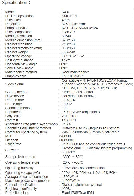 TV-OH400-YX Outdoor Full Color LED Video Wall