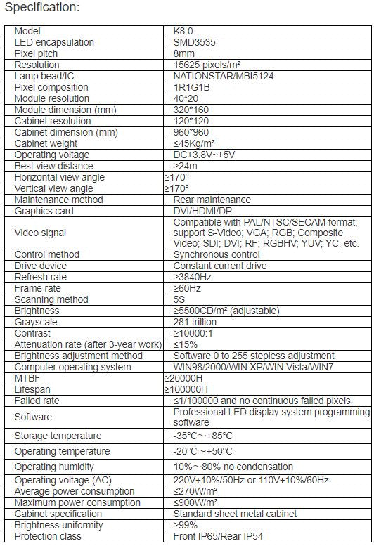 TV-OH800-BX Outdoor Full Color LED Video Wall