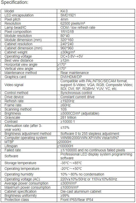 TV-OM400-YX Outdoor Full Color LED Video Wall