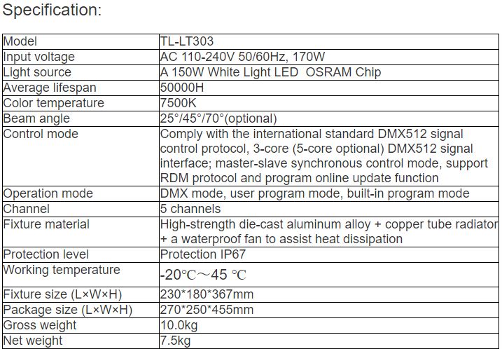 TL-LT303 150W Blue Sky Light