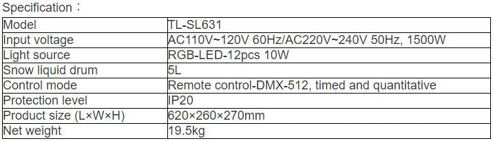TL-SL631 1500W Snow Effect Machine