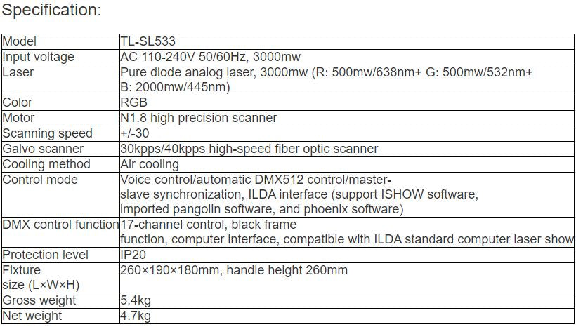 TL-SL533 3W Laser Light